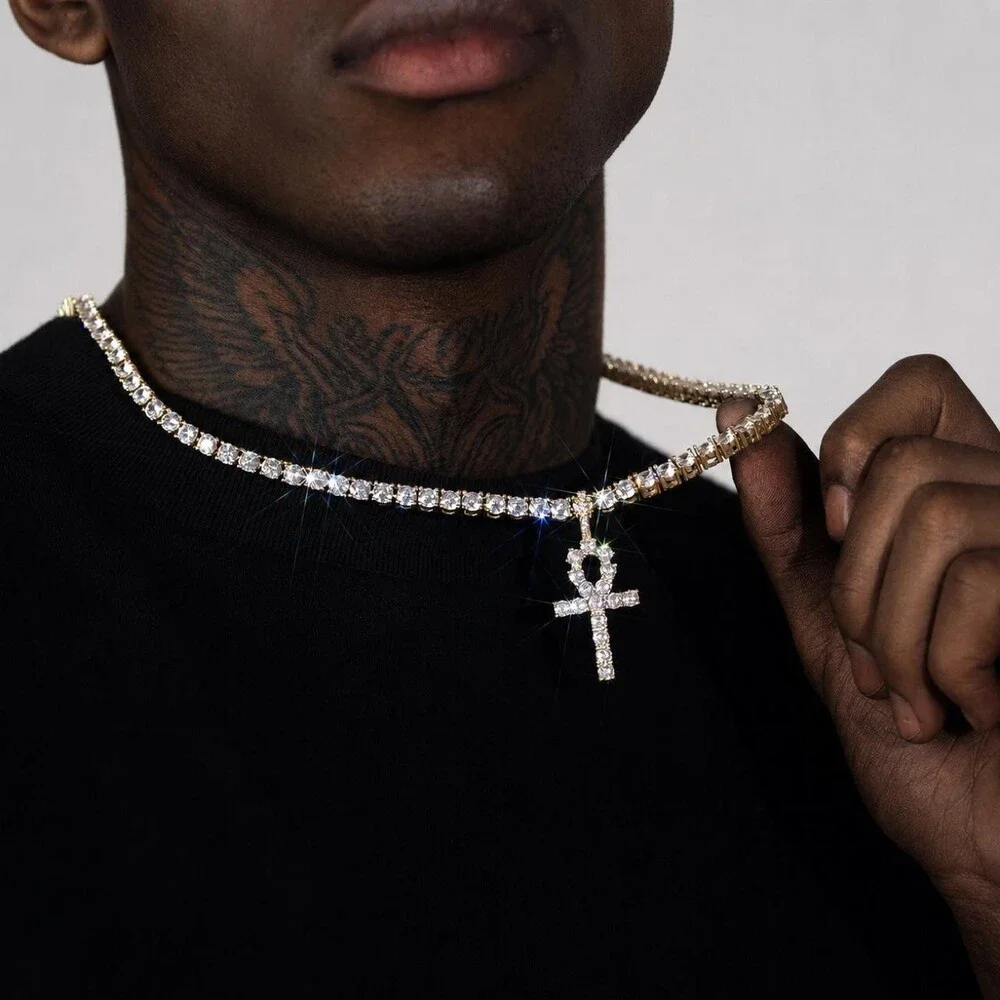 Gold Ankh Tennis Chain 18 Inch tennis chain